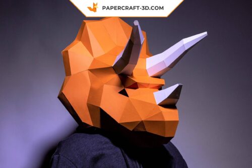 Papercraft masque de dinosaure Triceratops 2 en origami papier 3D