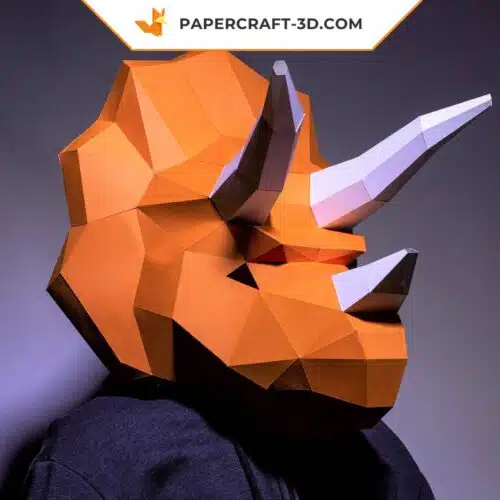 Papercraft masque de dinosaure Triceratops 2 en origami papier 3D