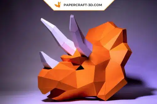 Papercraft masque de dinosaure Triceratops 2 en origami papier 3D