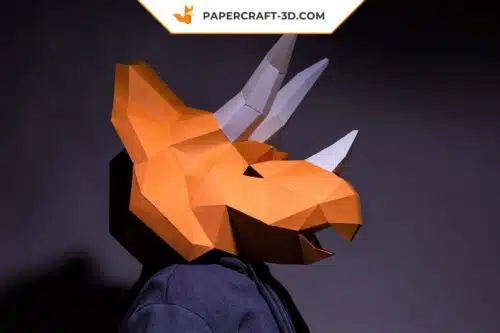 Papercraft masque de dinosaure Triceratops 2 en origami papier 3D