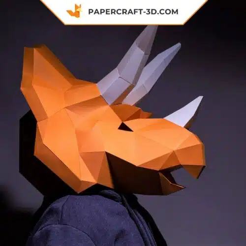 Papercraft masque de dinosaure Triceratops 2 en origami papier 3D