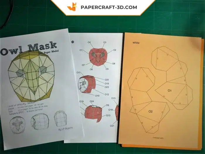 Papercraft masque de hibou origami papier 3D