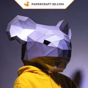 Papercraft masque de Koala en origami papier 3D à télécharger en PDF