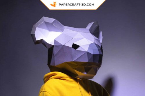 Papercraft masque de Koala en origami papier 3D à télécharger en PDF