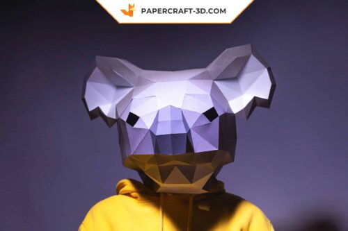 Papercraft masque de Koala en origami papier 3D à télécharger en PDF