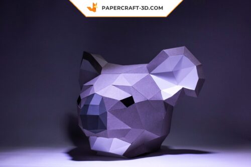 Papercraft masque de Koala en origami papier 3D à télécharger en PDF