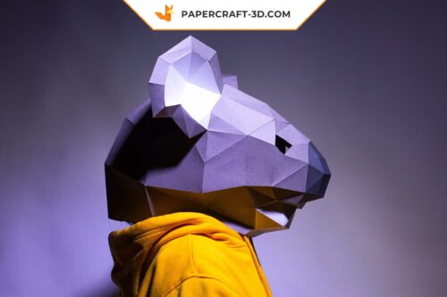 Papercraft masque de Koala en origami papier 3D à télécharger en PDF