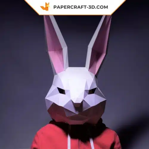 Papercraft masque de lapin en origami papier 3D