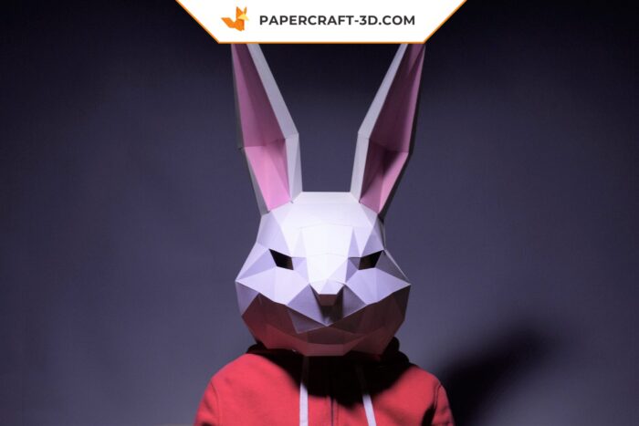 Papercraft masque de lapin en origami papier 3D