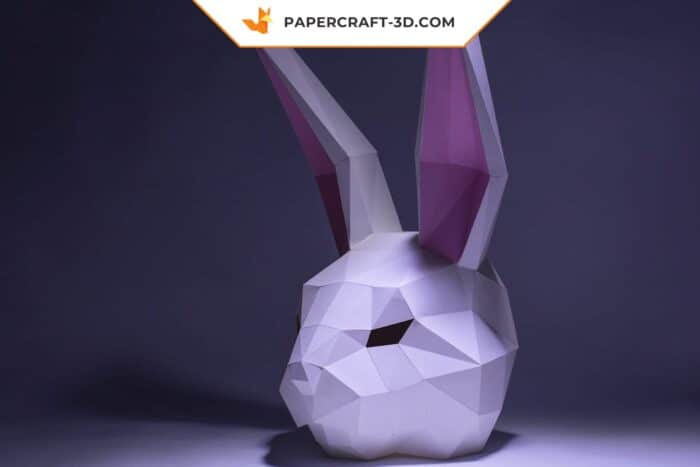 Papercraft masque de lapin en origami papier 3D