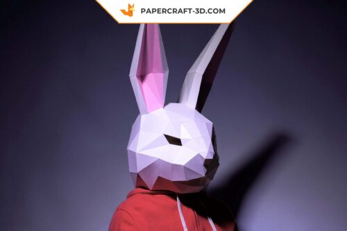 Papercraft masque de lapin en origami papier 3D