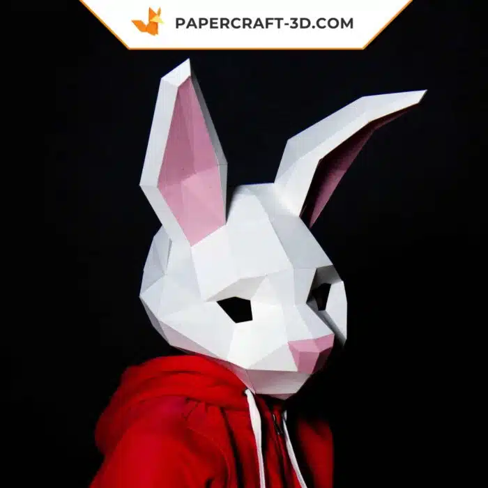 Papercraft masque de lapin origami papier 3D DIY à télécharger