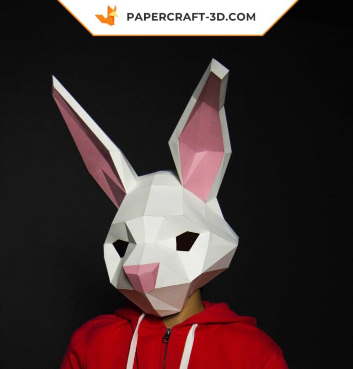 Papercraft masque de lapin origami papier 3D DIY à télécharger