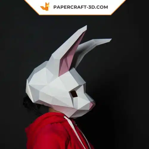 Papercraft masque de lapin origami papier 3D DIY à télécharger