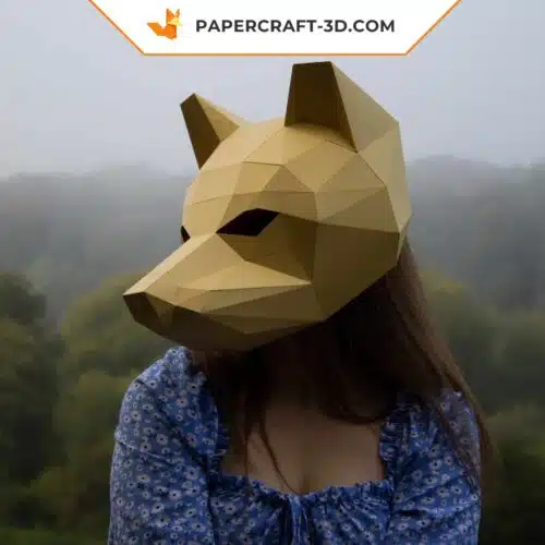 Papercraft Wolf-Maske im 3D-Origami