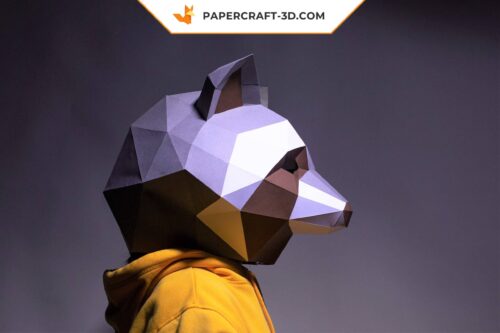 Papercraft masque de raton laveur en origami papier 3D