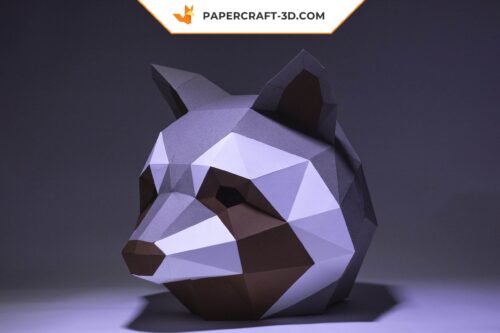 Papercraft masque de raton laveur en origami papier 3D