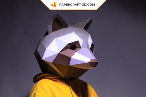 Papercraft masque de raton laveur en origami papier 3D