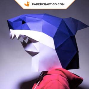 Papercraft masque de requin en origami papier 3D DIY