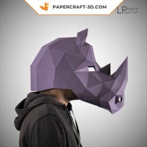 Papercraft masque de rhinocéros en origami papier 3D