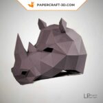 Papercraft masque de rhinocéros en origami papier 3D