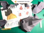 Papercraft masque de rhinocéros en origami papier 3D