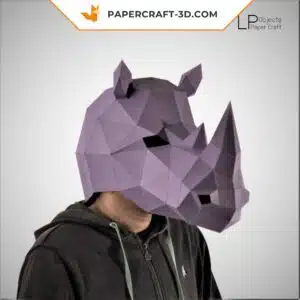 Papercraft masque de rhinocéros en origami papier 3D