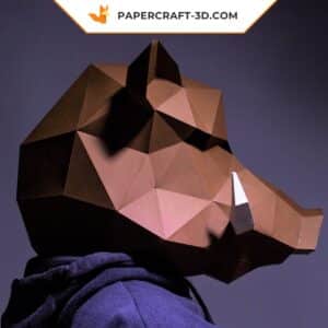 Papercraft masque de sanglier origami papier 3D