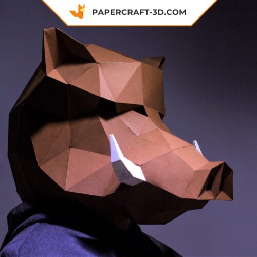 Papercraft boar mask in 3D origami