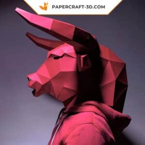 Papercraft Masque de Taureau 3D en origami papier à télécharger