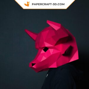 Papercraft Masque de taureau en origami papier 3D