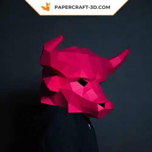Papercraft Masque de taureau en origami papier 3D