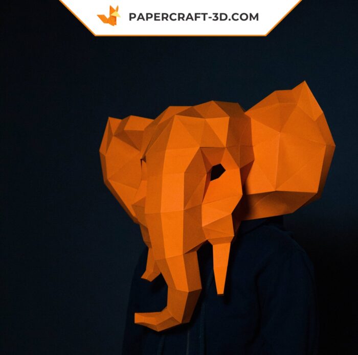 Papercraft masque d’éléphant origami papier 3D