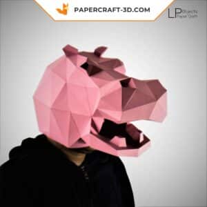 Papercraft masque d’hippopotame origami papier 3D