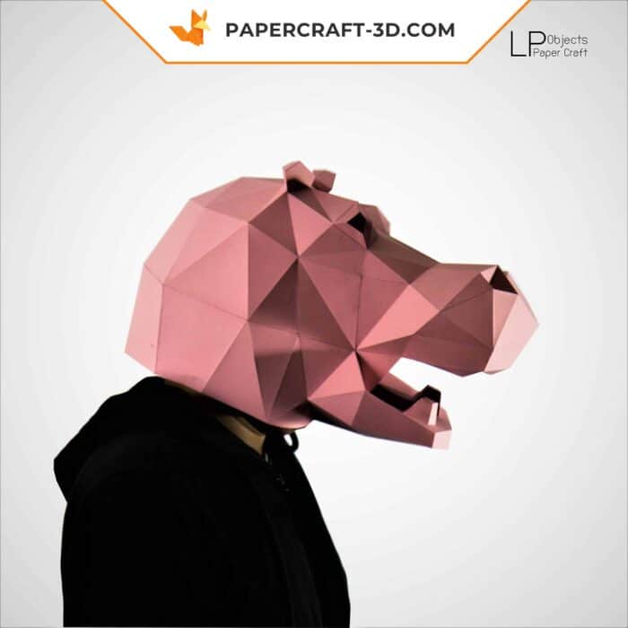 Papercraft masque d’hippopotame origami papier 3D