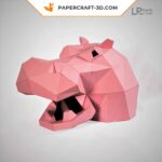 Papercraft masque d’hippopotame origami papier 3D