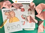 Papercraft masque d’hippopotame origami papier 3D