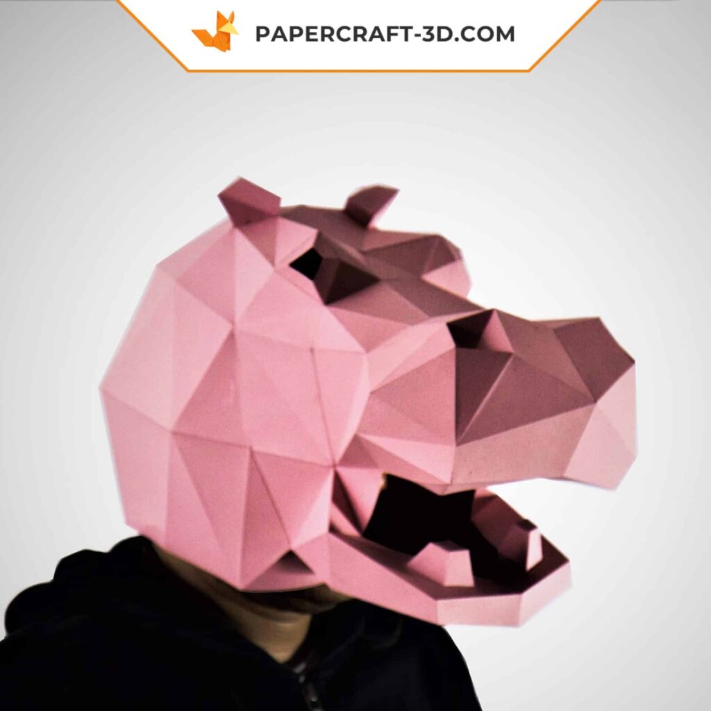 Papercraft masque d'hippopotame en origami
