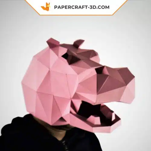 Papercraft maschera di ippopotamo in origami