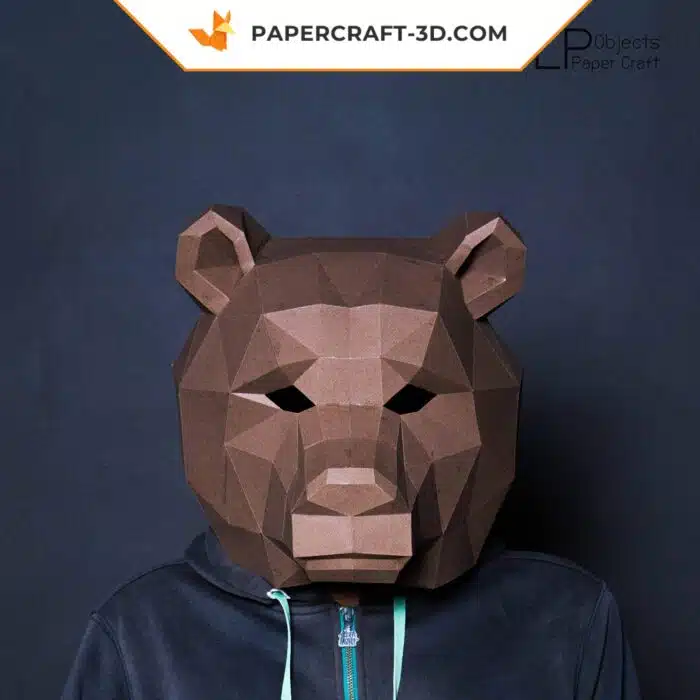 Papercraft masque d’ours origami papier 3D