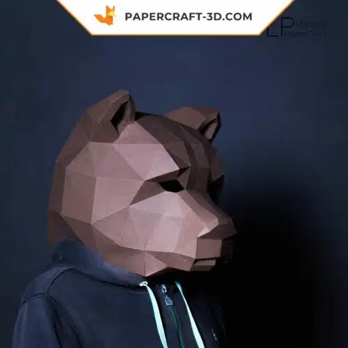 Papercraft masque d'ours en origami 3D