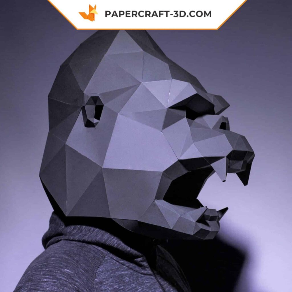 Papercraft King Kong Maske in Origami 3D