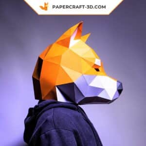 Papercraft Masque Shiba Inu en origami papier 3D à télécharger en PDF