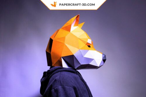 Papercraft Masque Shiba Inu en origami papier 3D à télécharger en PDF