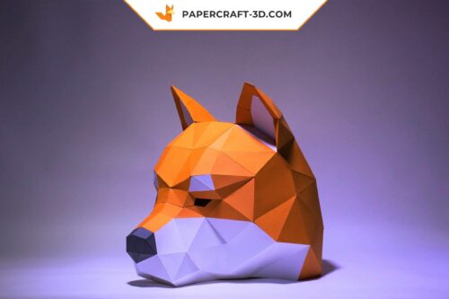 Papercraft Masque Shiba Inu en origami papier 3D à télécharger en PDF