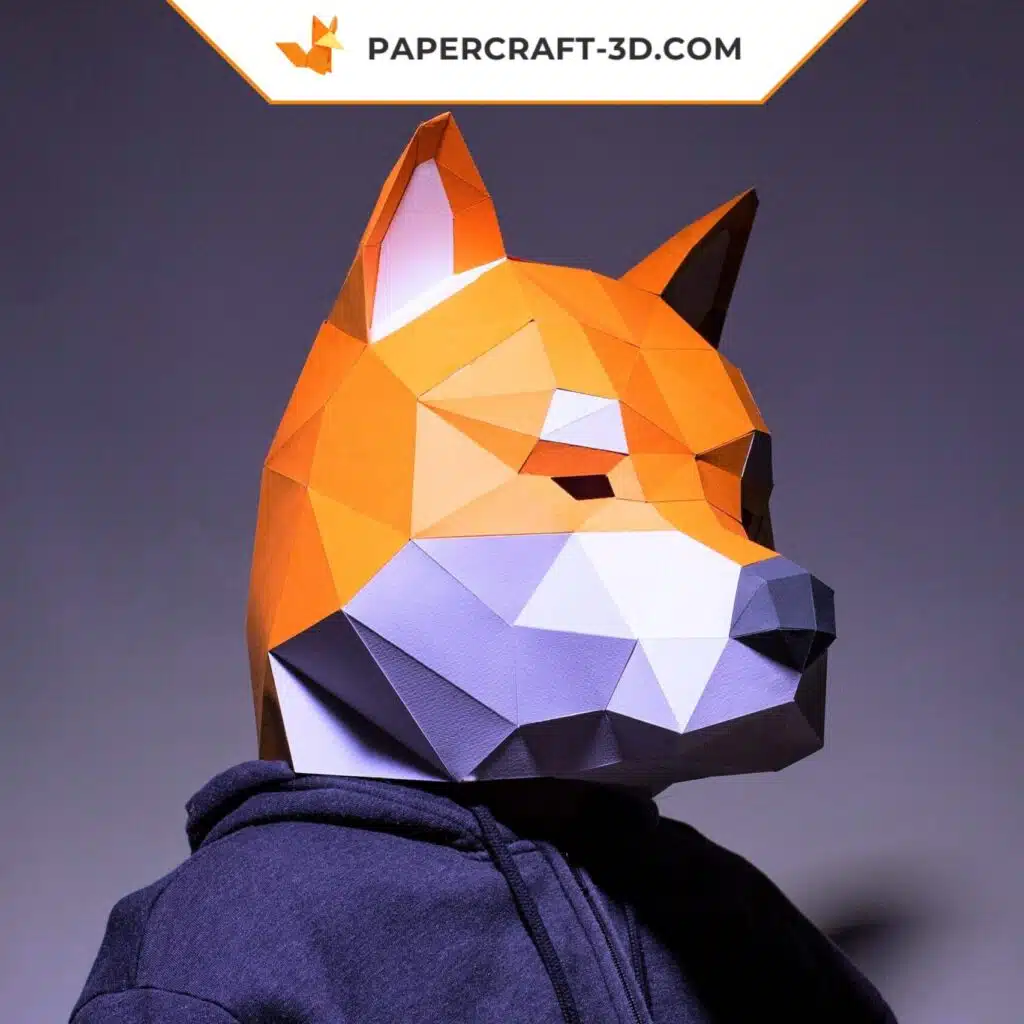 Papercraft masque Shiba Inu en origami