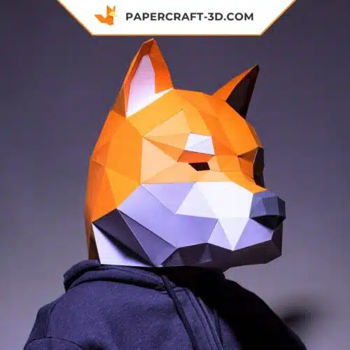 Papercraft Shiba Inu Maske in Origami