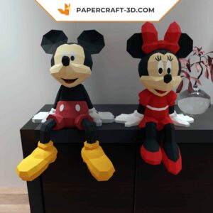 Papercraft Mickey et Minnie Mouse origami papier 3D