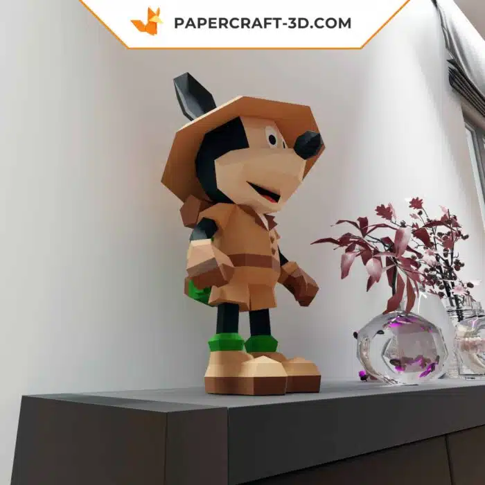 Papercraft Mickey Safari en origami papier 3D format PDF, SVG et DXF