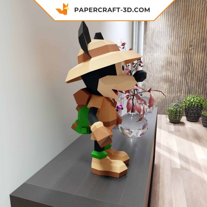 Papercraft Mickey Safari en origami papier 3D format PDF, SVG et DXF